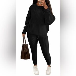 **NWT Elegant Black Knit Leggings Set